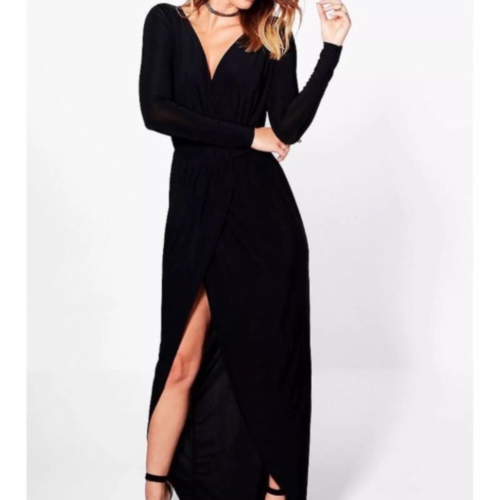 Black Long Sleeve Maxi Dress size 14